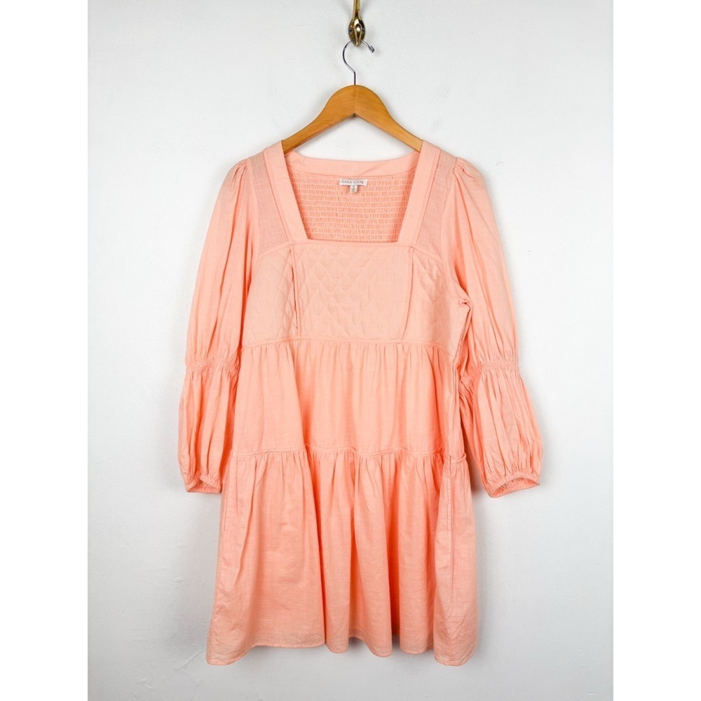Anna Cate Coral Pink Quilted Babydoll Dress Sz M